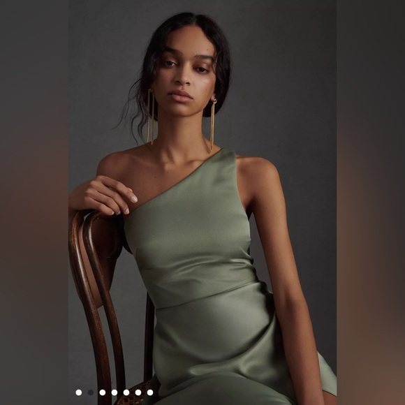 Anthropologie Dresses & Skirts - Anthropologie BHLDN Dylan One-Shoulder Satin Side-Slit Gown